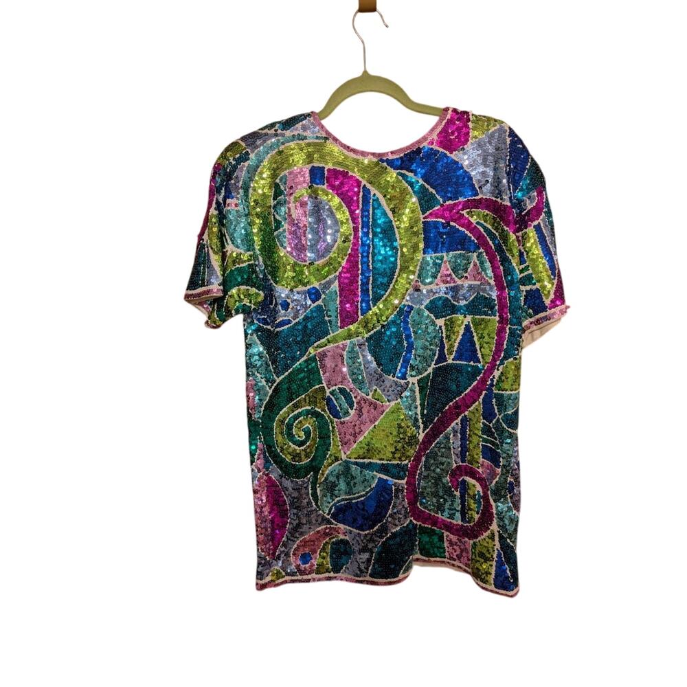 Adrienne Vittadini Sparkly Multi‎ Mini Dress Tunic Sequins NEW Medium NWT